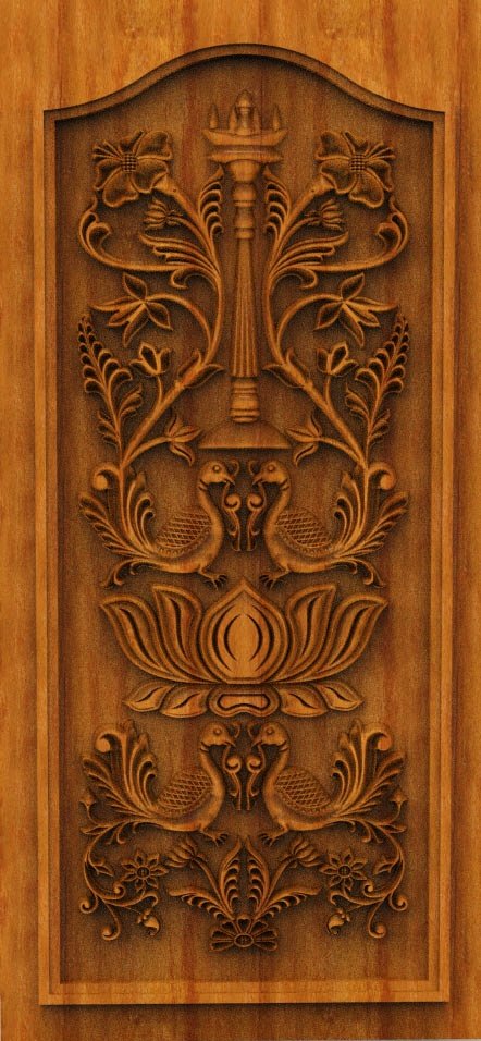Elegant Heritage Entrance Door CNC Designer RLF File | Premium 3D Wood Carving  Short Description