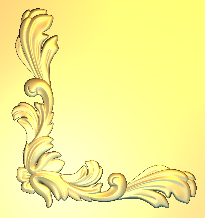 Corner Design - 32-CORNER Elegant Baroque Floral Ornament 3D Relief Model