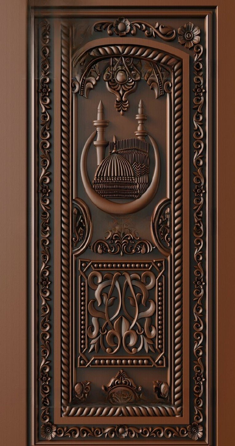 Doors - 1 Islamic Architecture Mosque Motif 3D Relief Carved Door Design