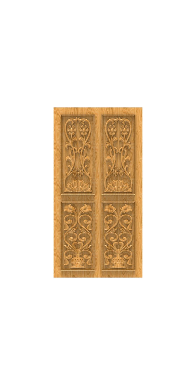 DOUBLE DOOR - 56 Floral Urn Motif Intricate Carved Wood Design