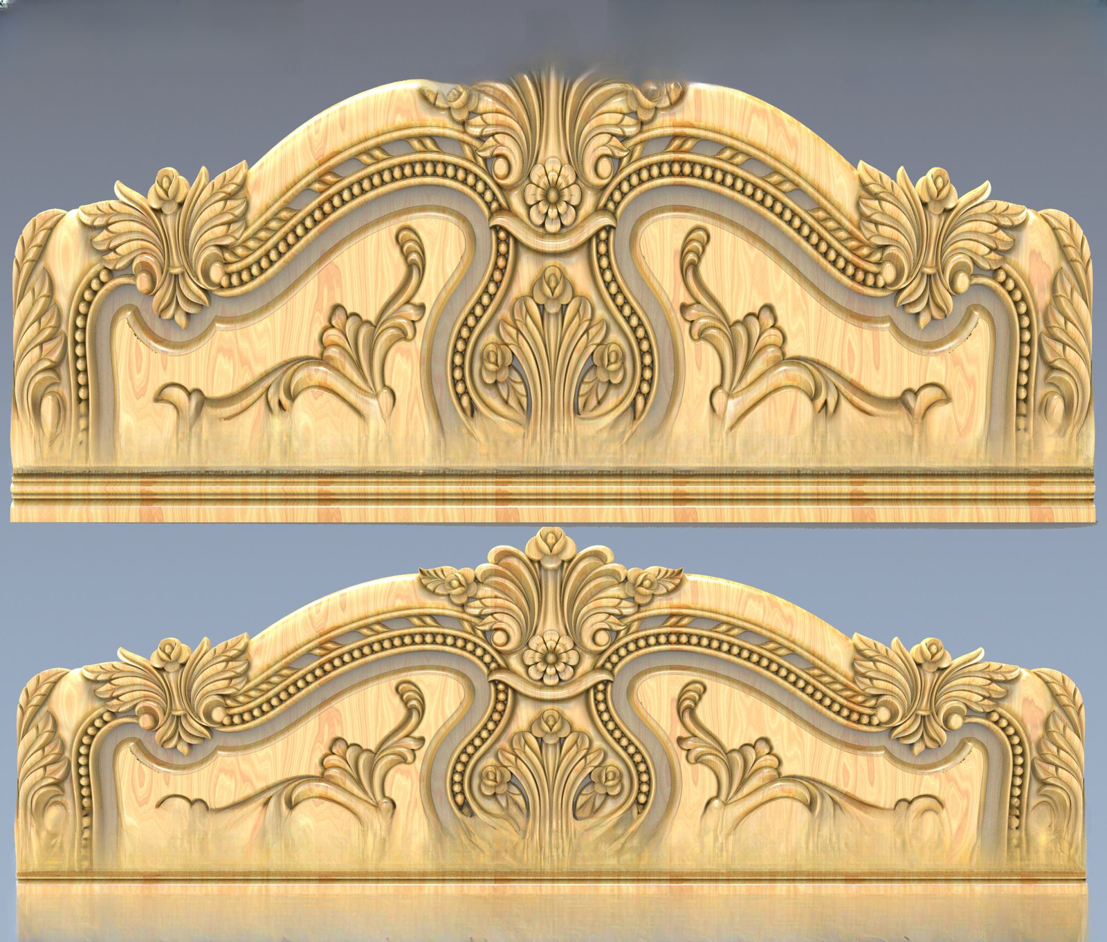 JS Bed - 95 Classical Floral Bed Headboard 3D Relief Carving Design