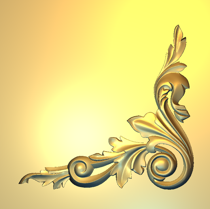 Corner Design - 82-CORNER Floral Acanthus Scroll Motif Relief 3D Model